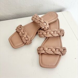 a new day “Sarafina” Braided Woven Two-Band Slide Sandals Memory Foam, Taupe, 11